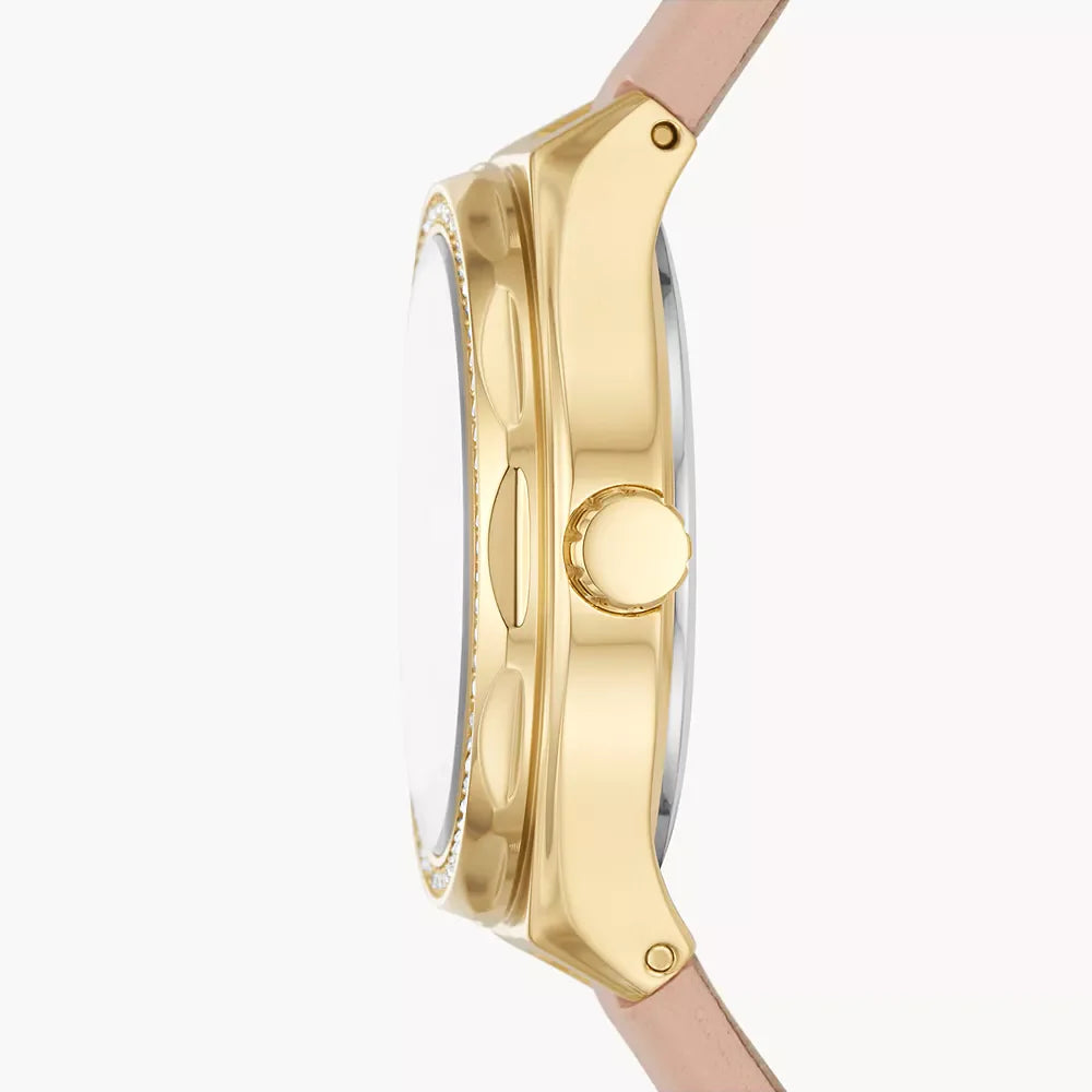 Reloj Fossil Eevie Mujer Cuero Rosa Dorado - Vista lateral
