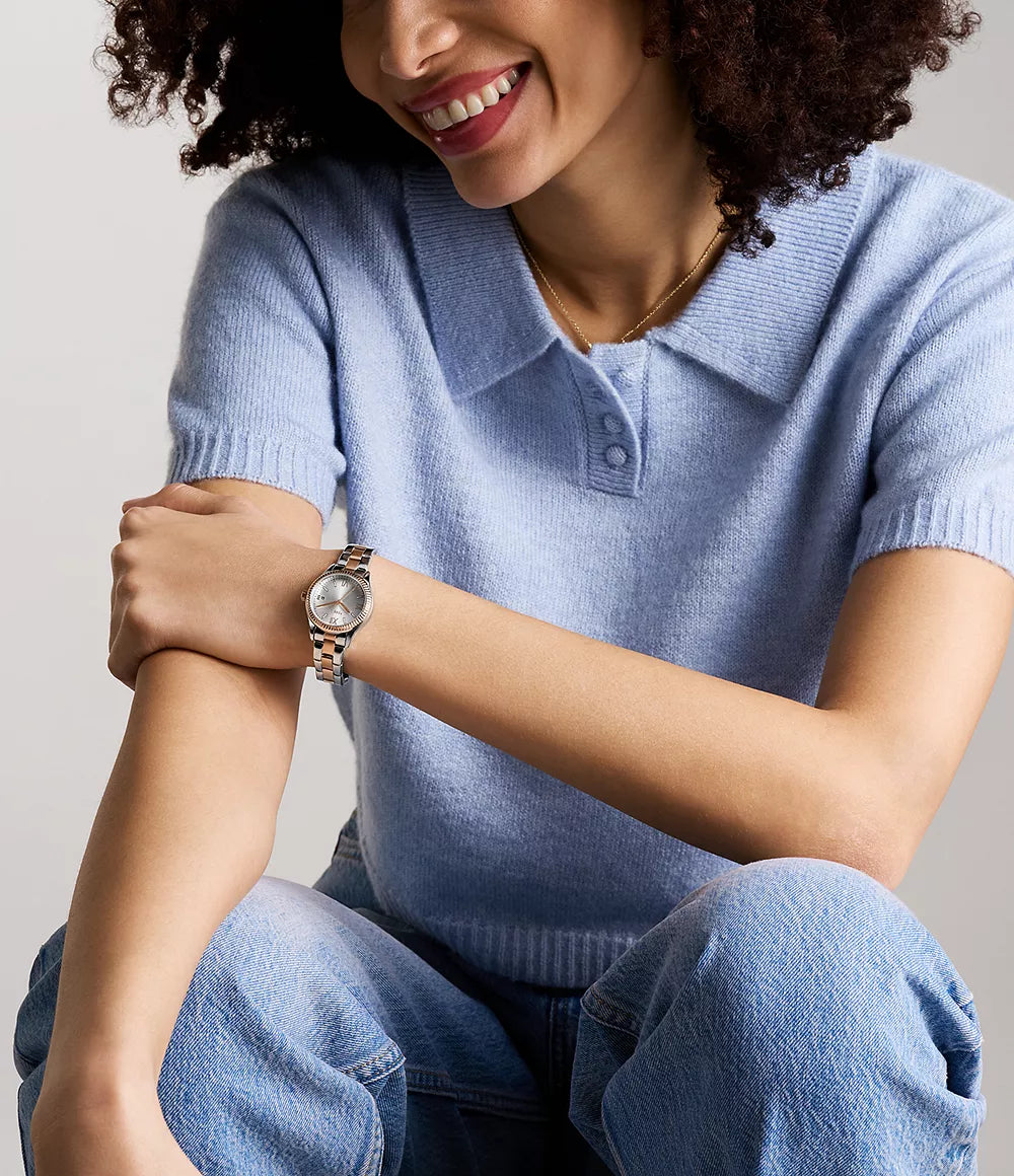 RYE-DE Reloj Fossil Rye Mujer Acero Inoxidable Bicolor - Vista trasera