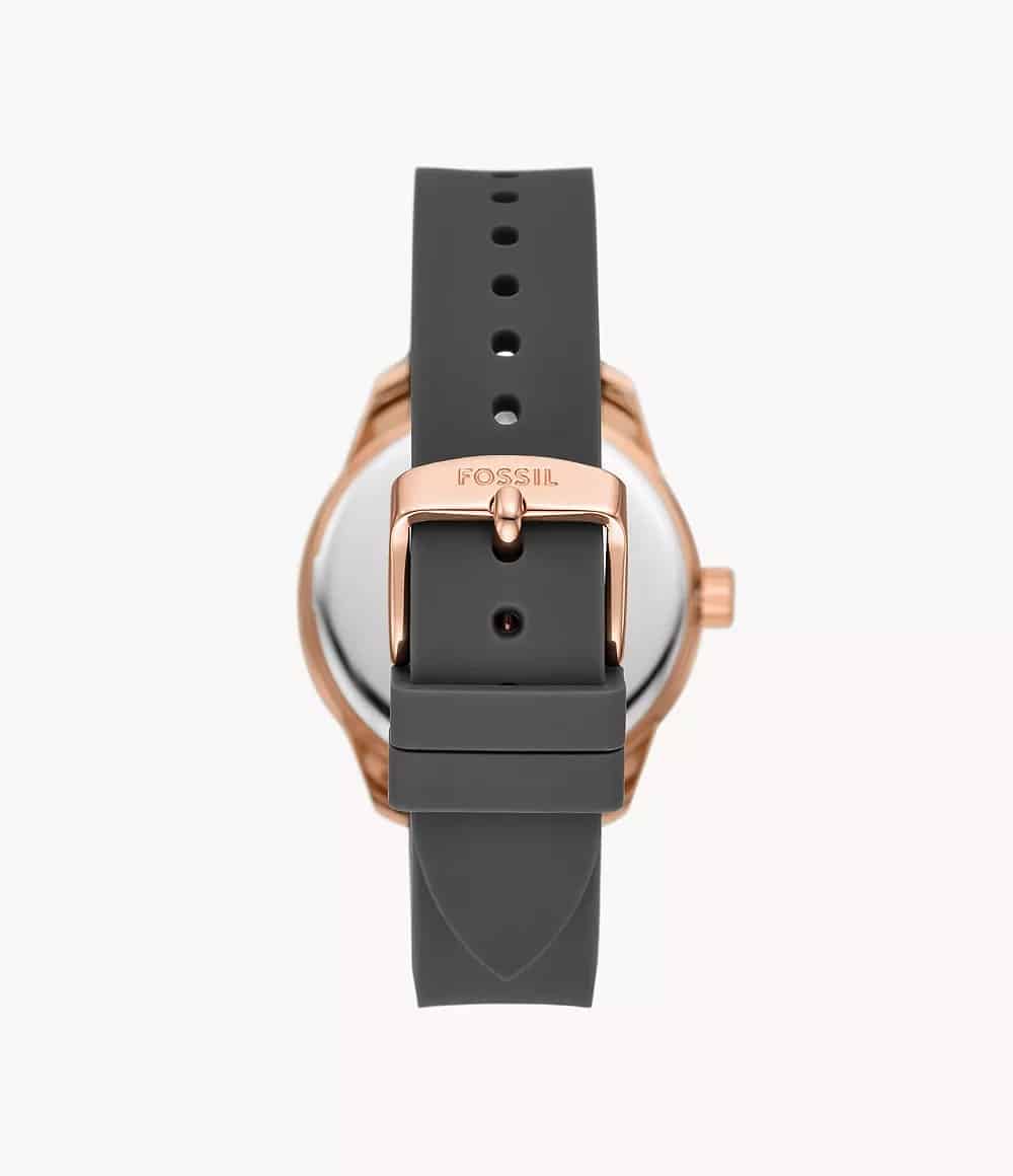 Reloj Fossil Dayle Mujer Caucho Gris Oro Rosa - Detalle de esfera
