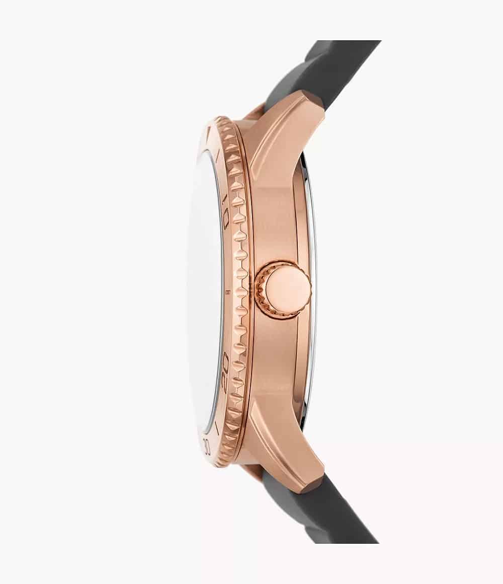 Reloj Fossil Dayle Mujer Caucho Gris Oro Rosa - Vista trasera