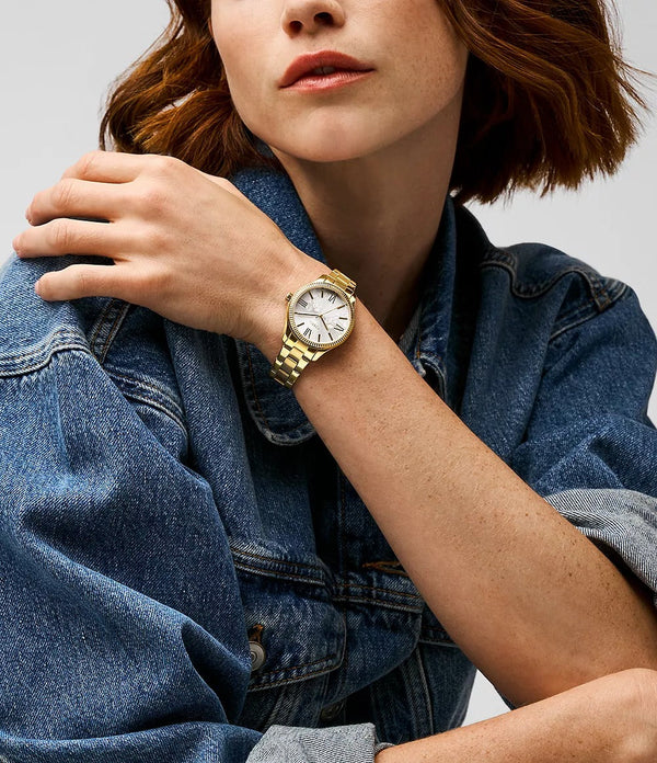 RYE Reloj Fossil Rye Mujer Acero Inoxidable Tono Dorado - Vista lateral