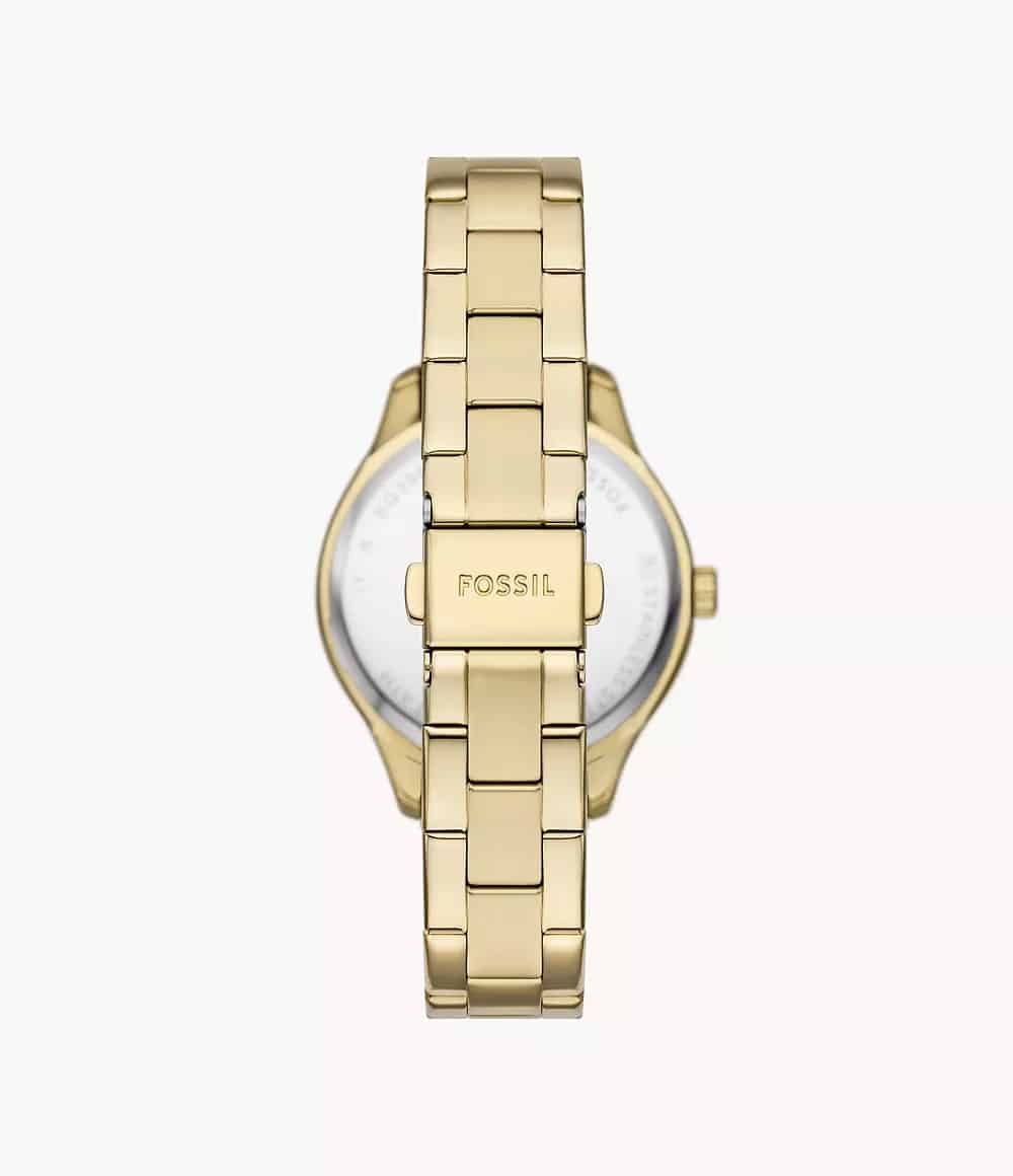 RYE Reloj Fossil Rye Mujer Acero Inoxidable Tono Dorado - Vista trasera