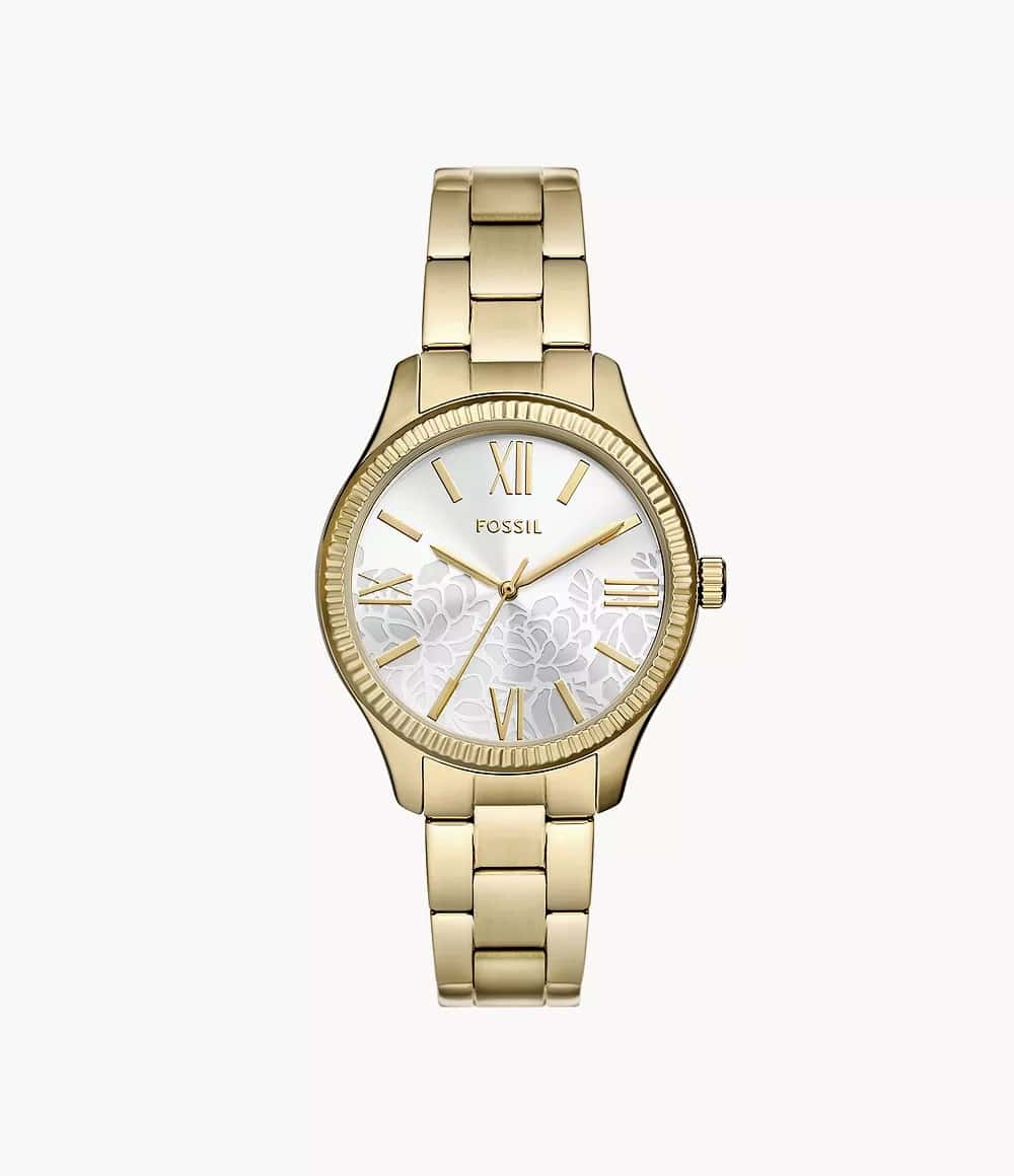 RYE Reloj Fossil Rye Mujer Acero Inoxidable Tono Dorado - Reloj original en Guatemala