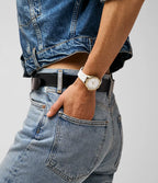 DE Reloj Fossil Dayle Mujer Caucho Blanco Dorado - Vista trasera