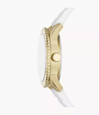 DE Reloj Fossil Dayle Mujer Caucho Blanco Dorado - Vista lateral