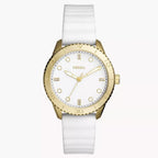 DE Reloj Fossil Dayle Mujer Caucho Blanco Dorado - Reloj original en Guatemala