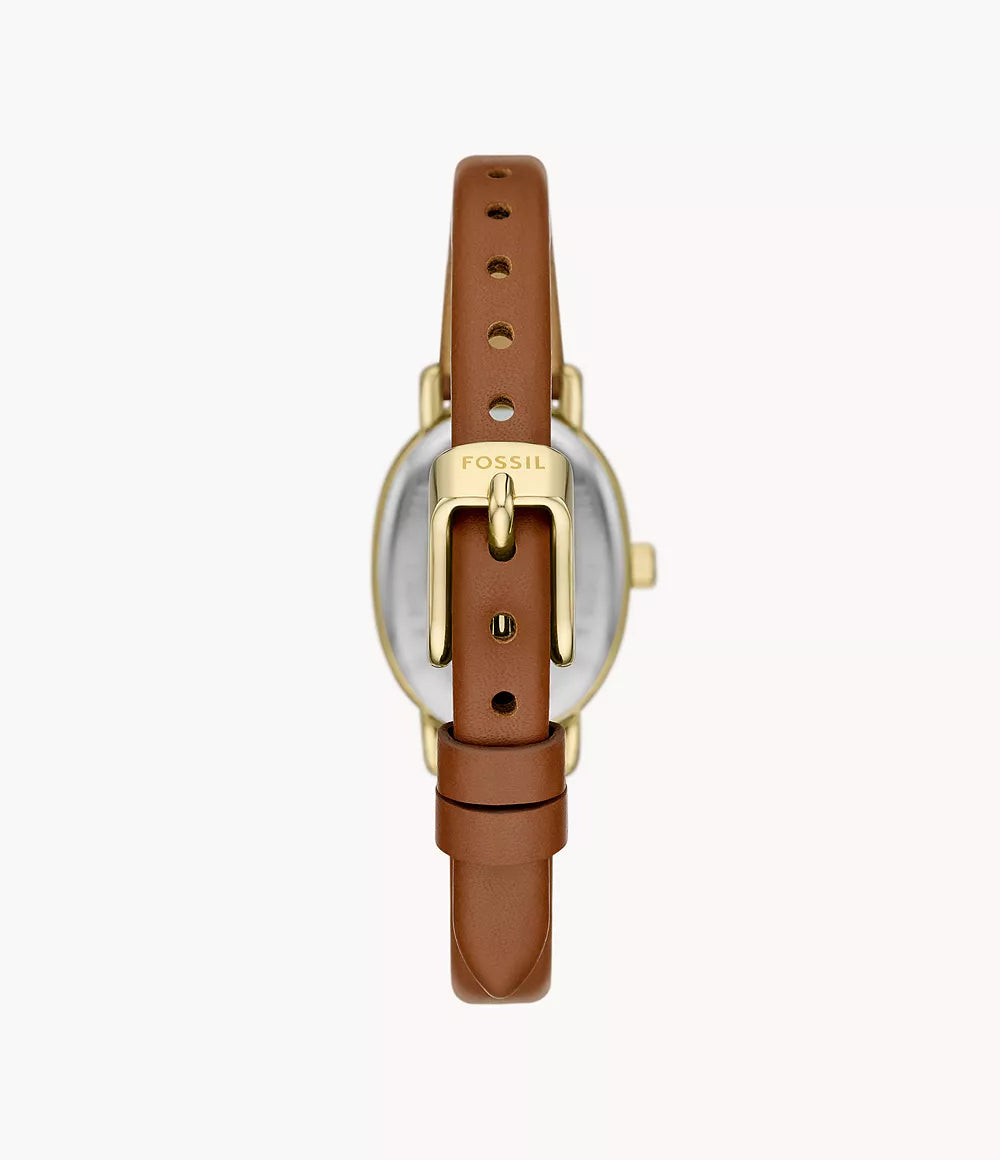 Reloj Fossil Penny Mujer Piel Marrón Dorado - Detalle de esfera