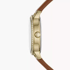 Reloj Fossil Penny Mujer Piel Marrón Dorado - Vista lateral