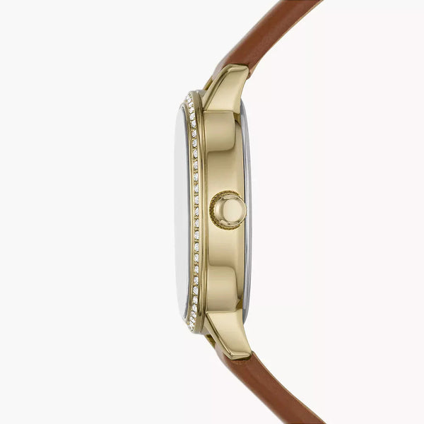 Reloj Fossil Penny Mujer Piel Marrón Dorado - Vista lateral