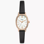 BQ3974 Reloj Fossil Penny Mujer Piel Negra Ovalado Oro