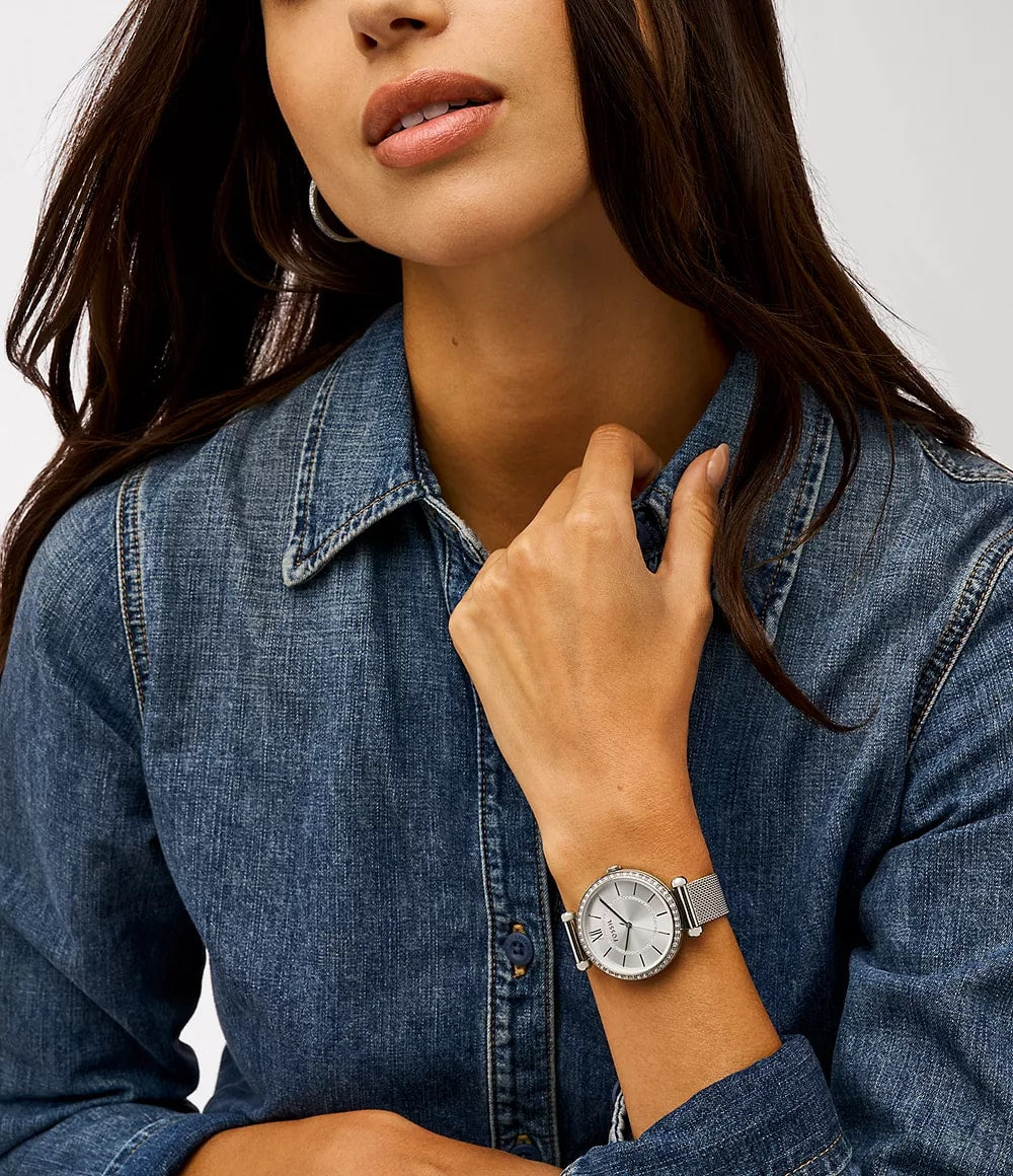 Reloj Fossil Tillie Mujer Correa Malla Plata - Detalle de esfera