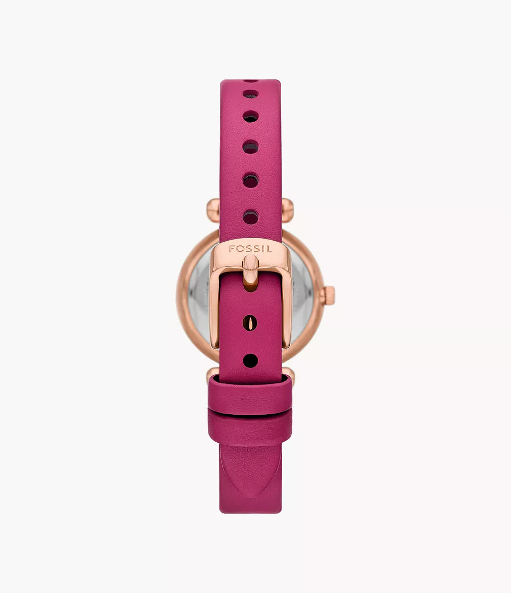 Reloj Fossil Tillie Mujer Correa Cuero Rosa Fucsia - Detalle de esfera