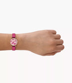Reloj Fossil Tillie Mujer Correa Cuero Rosa Fucsia - Vista lateral