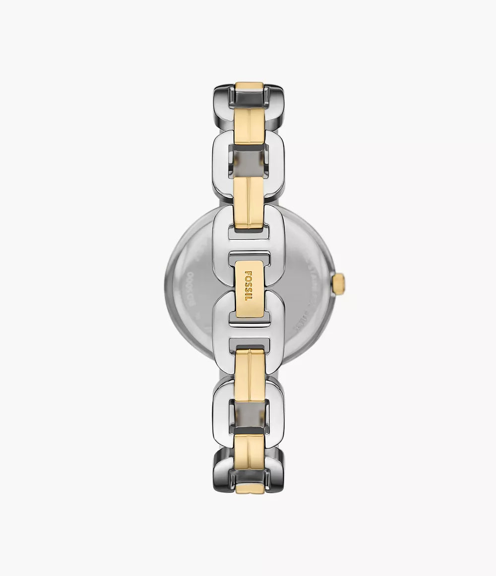DE Reloj Fossil Kerrigan Mujer Bicolor Acero Esfera Plata - Detalle de esfera