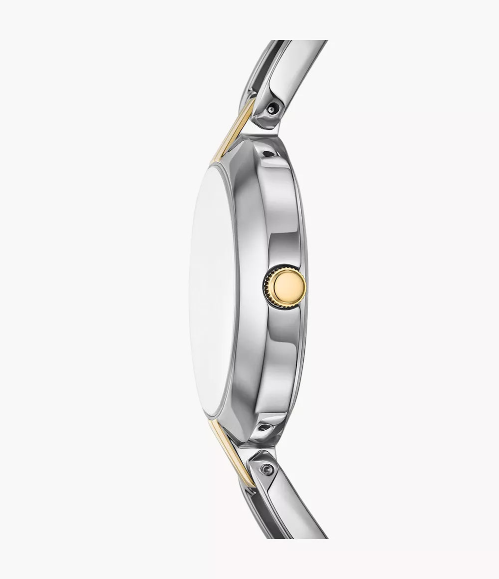 DE Reloj Fossil Kerrigan Mujer Bicolor Acero Esfera Plata - Vista lateral