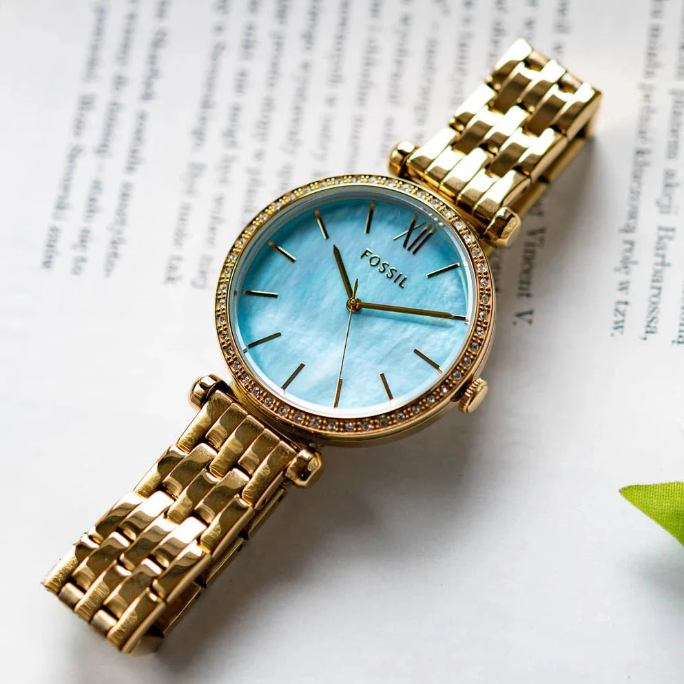 Reloj Fossil Tillie Mujer Metal Dorado Turquesa - Vista lateral
