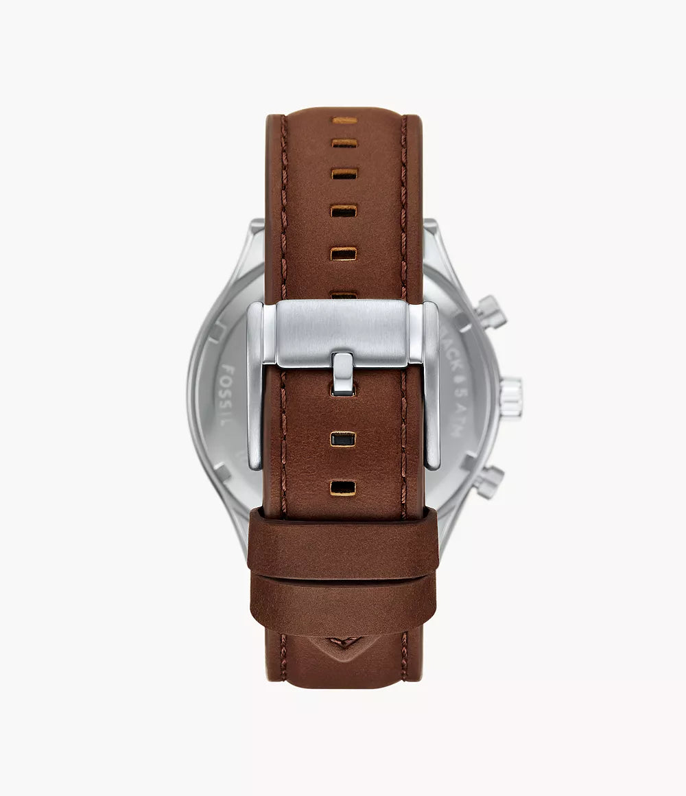 DE Reloj Fossil Fenmore Hombre Correa Cuero Marrón - Detalle de esfera