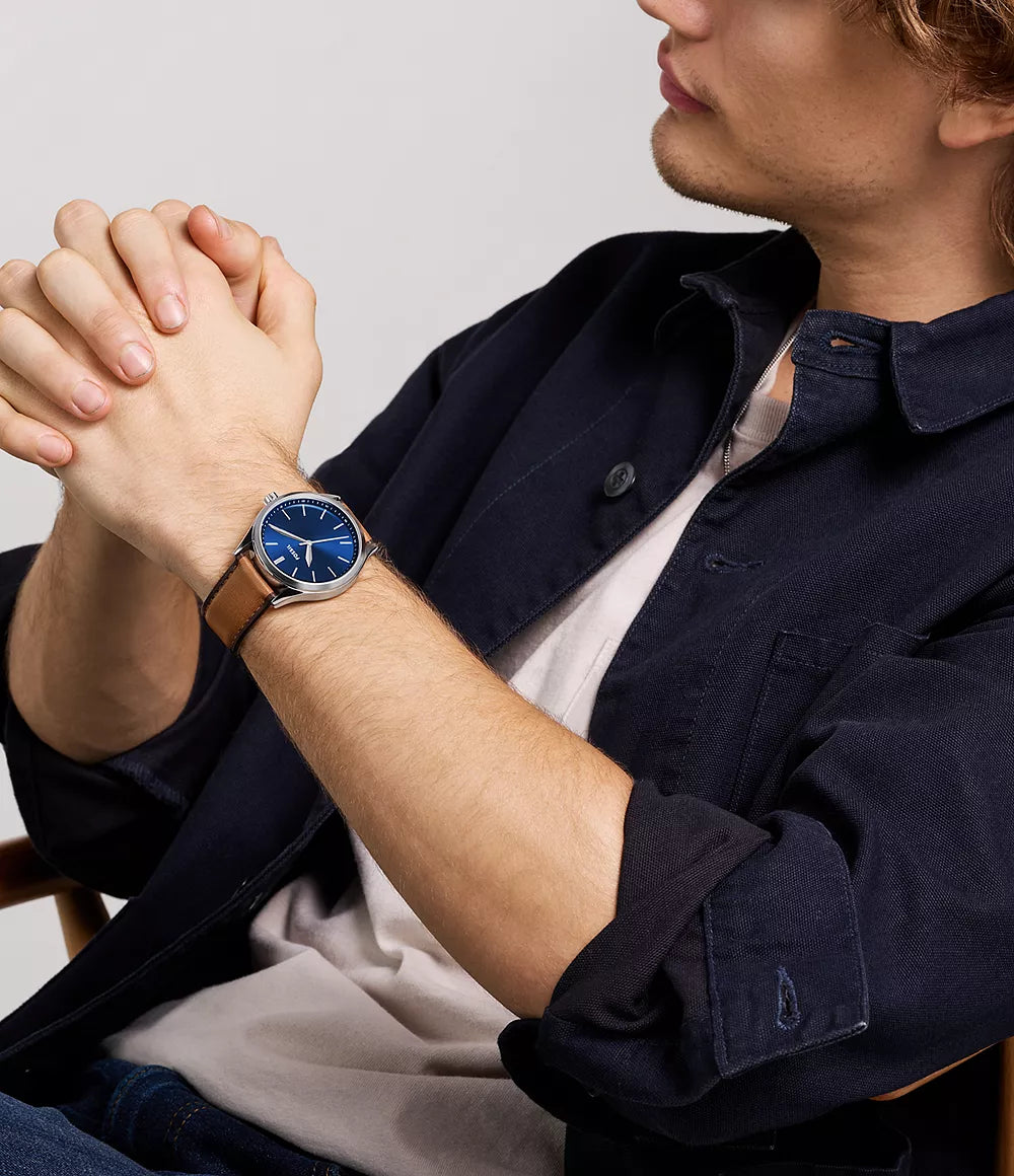 DE Reloj Fossil Fenmore Hombre Piel Marrón Esfera - Vista trasera
