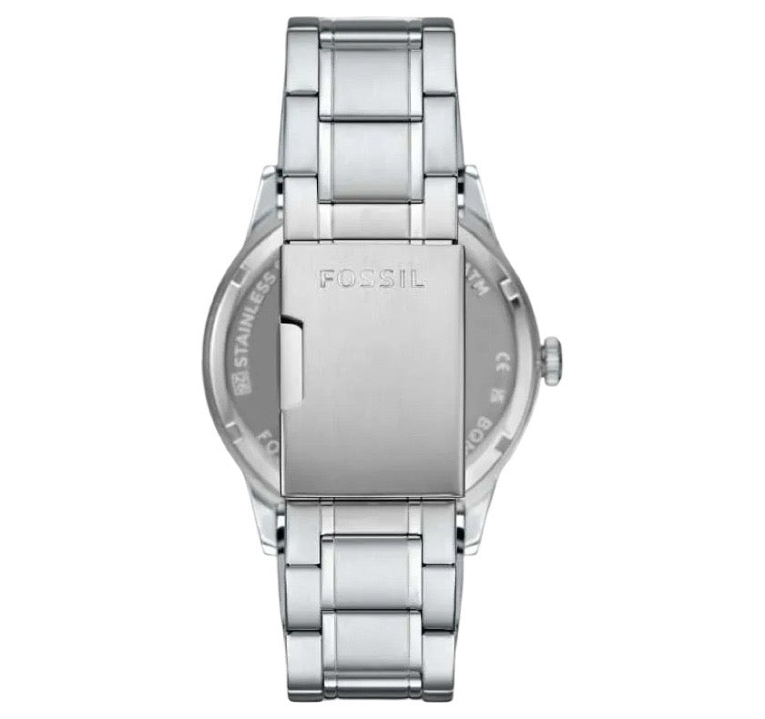Reloj Fossil Flynn Moonphase Hombre Acero Plateado - Detalle de esfera