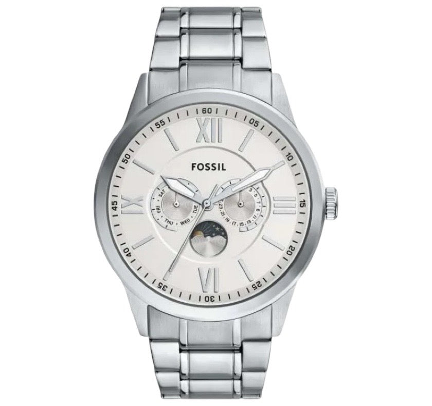 Reloj Fossil Flynn Moonphase Hombre Acero Plateado - Reloj original en Guatemala