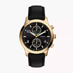 BQM7106 Reloj Fossil Bennett Hombre Cuero Negro Caja Dorada