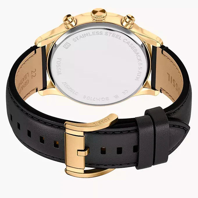 Reloj Fossil Bennett Hombre Cuero Negro Caja Dorada - Vista 5
