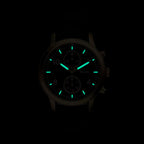Reloj Fossil Bennett Hombre Cuero Negro Caja Dorada - Vista trasera