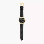 Reloj Fossil Bennett Hombre Cuero Negro Caja Dorada - Vista lateral