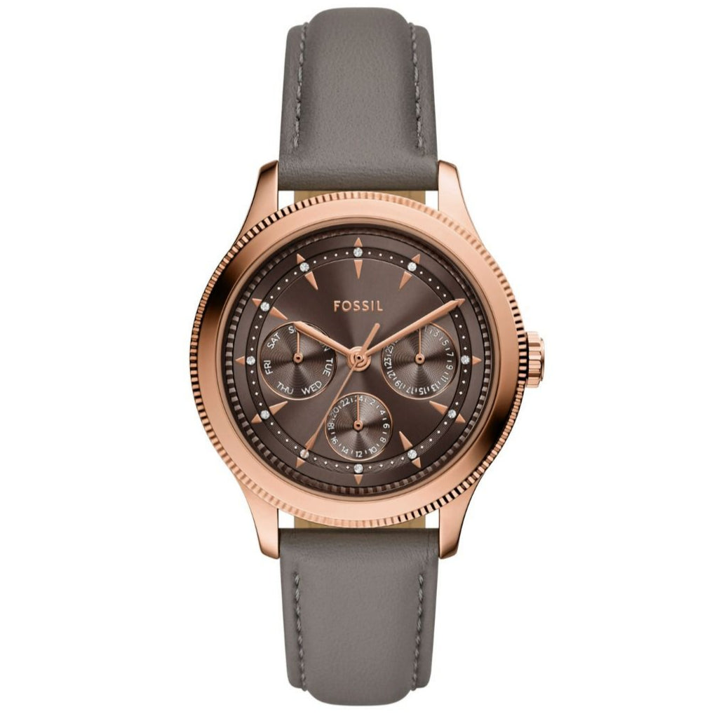Reloj Fossil Brynn Mujer Correa Piel Gris Rose - Reloj original en Guatemala