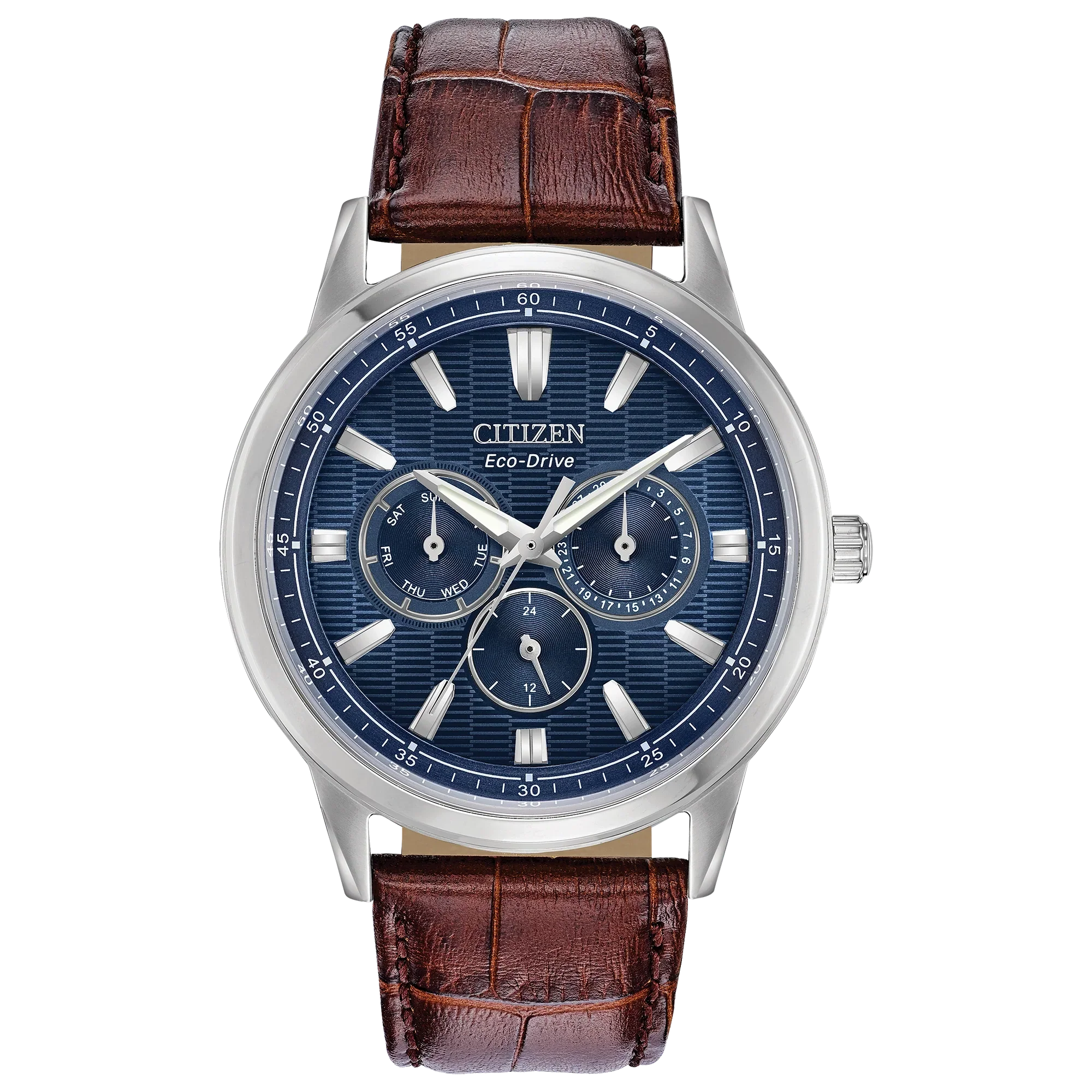 12L Reloj Citizen Corso Hombre Piel Marrón Esfera Azul - Reloj original en Guatemala