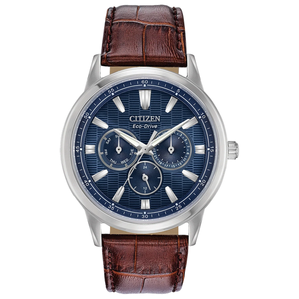 12L Reloj Citizen Corso Hombre Piel Marrón Esfera Azul - Reloj original en Guatemala