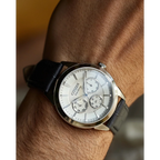 01A Reloj Citizen Rolan Hombre Correa Piel Negra - Vista lateral