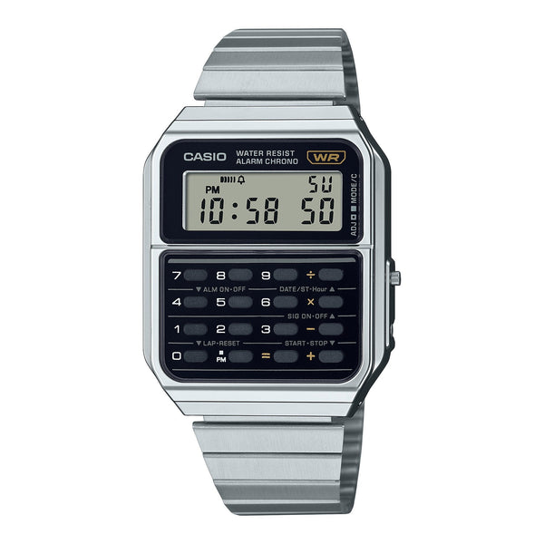 CA-500WE Reloj Casio Calculadora Unisex Acero Plateado - Reloj original en Guatemala