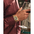 59X Reloj Citizen Carson Eco-Drive Hombre Acero Dorado Verde - Vista lateral
