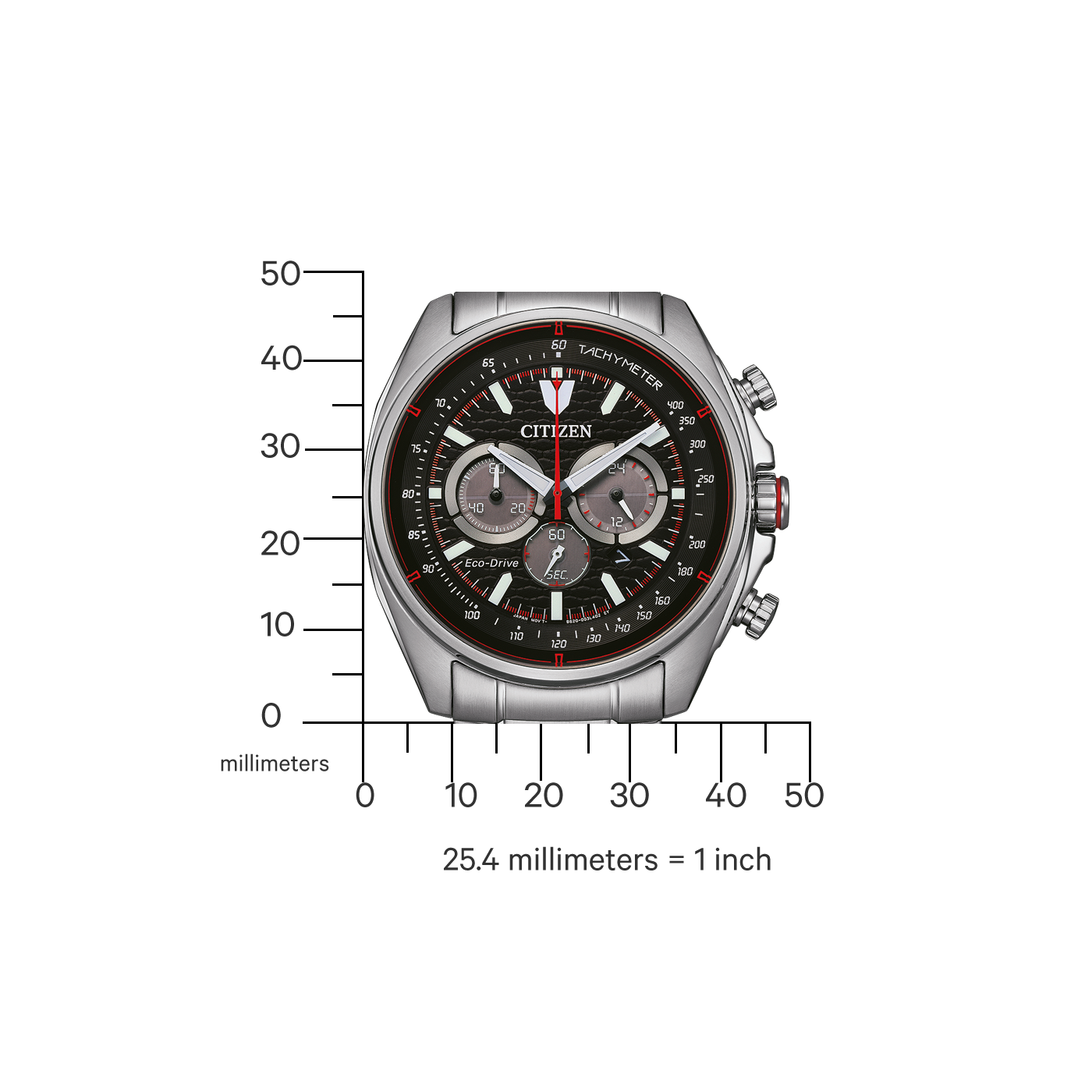 Reloj 89E Citizen Sport Casual Eco-drive de caballero pulsera de metal - Detalle de esfera