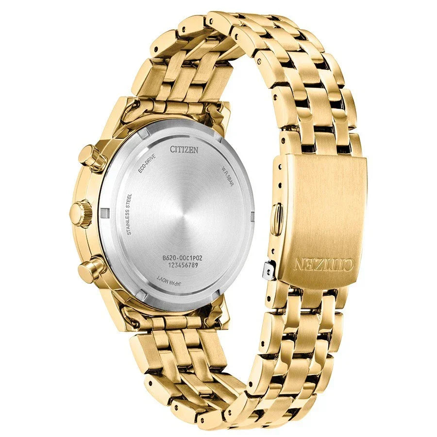 58X Reloj Citizen Eco-Drive Hombre Dorado Esfera Roja - Vista trasera