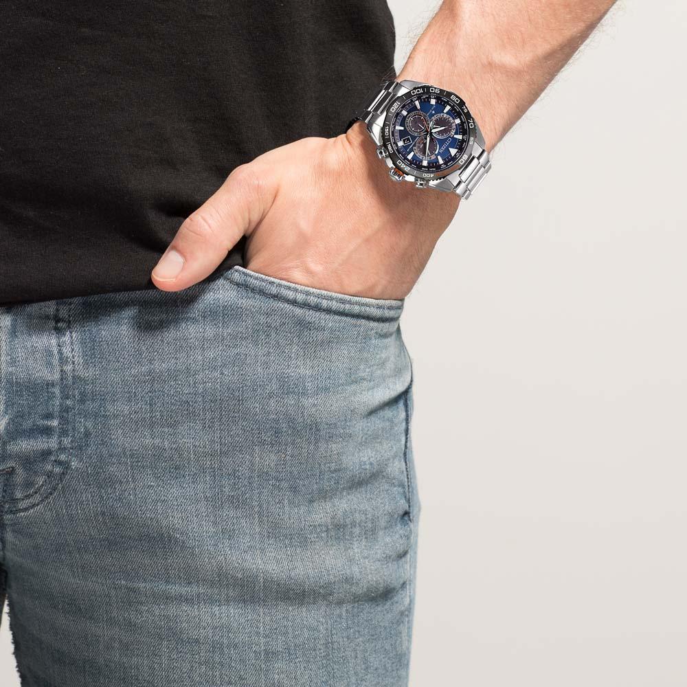 58L Reloj Citizen Eco-Drive de caballero pulsera de metal 45mm - Detalle de esfera