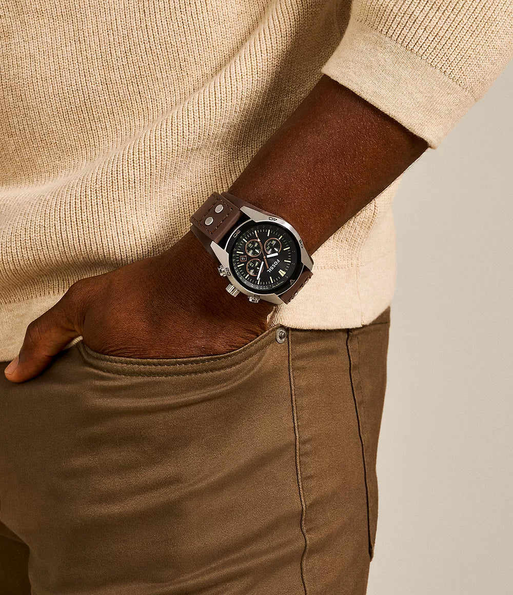Reloj Fossil Coachman Hombre Correa Piel Marrón - Vista trasera