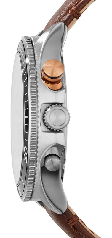 Reloj Fossil Wakefield Hombre Correa Cuero Marrón - Detalle de esfera