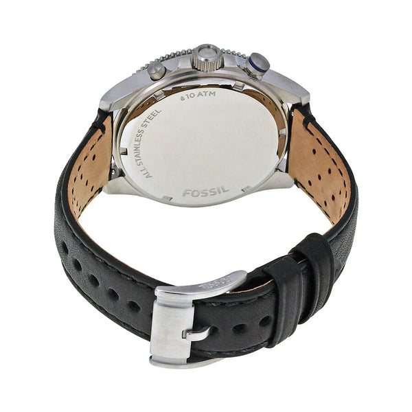 Reloj Fossil Wakefield Hombre Cuero Negro Azul - Vista lateral