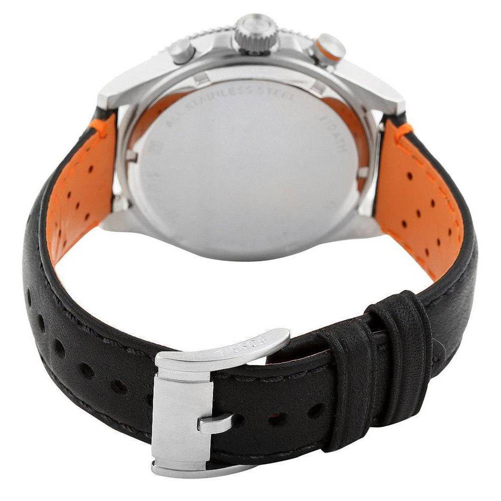 Reloj Fossil Wakefield Hombre Cuero Negro Naranja - Vista lateral