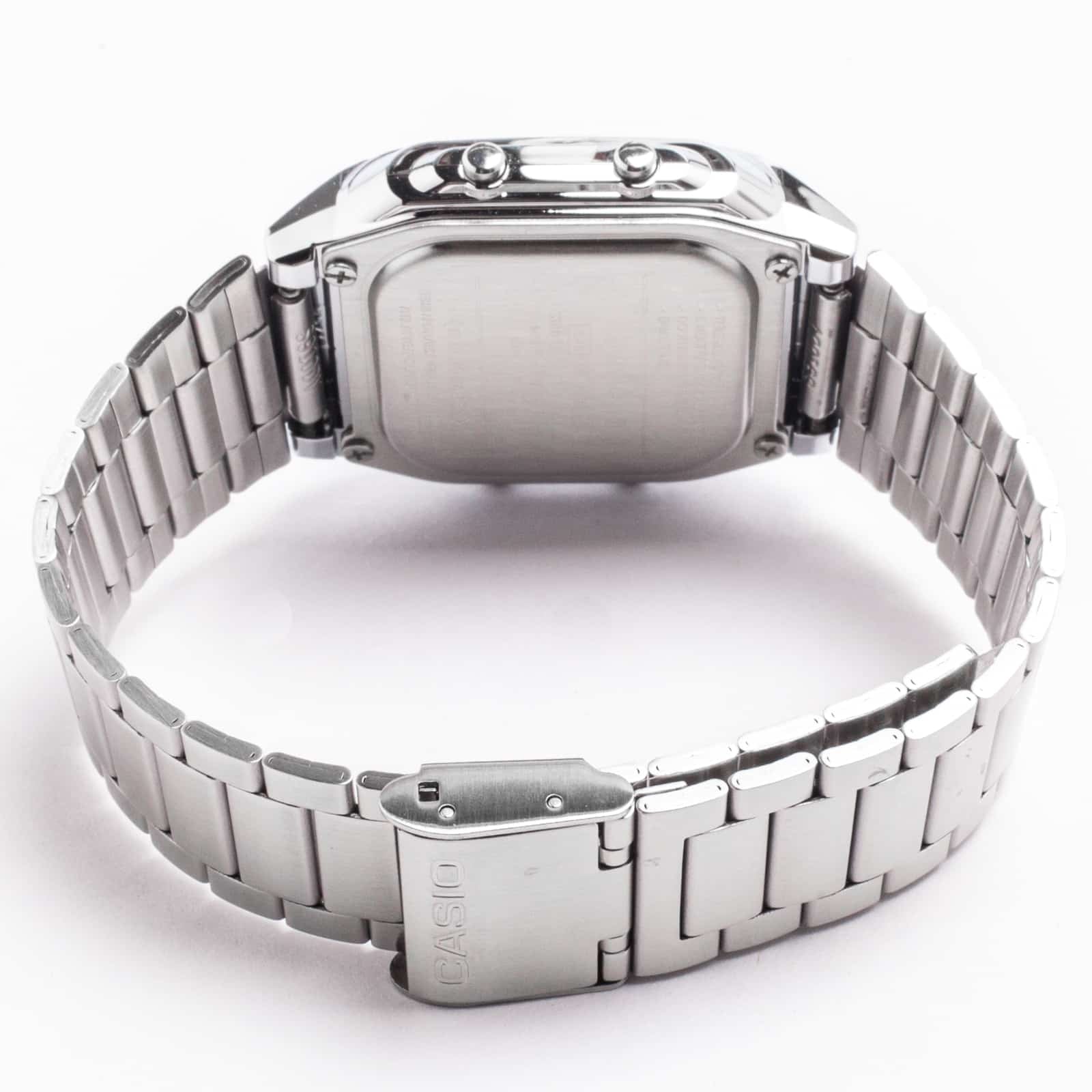 DB-360 Reloj Casio Data Bank Hombre Acero Plateado - Vista trasera