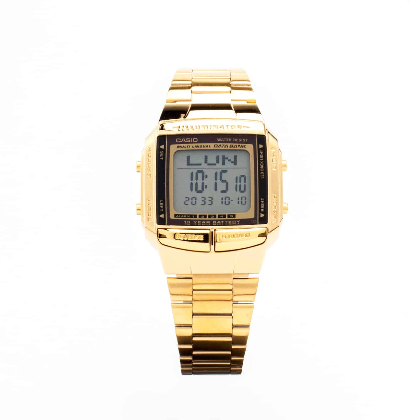 DB-360G Reloj Casio Data Bank Unisex Correa Acero Dorado - Vista 5