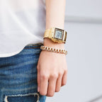 DB-360G Reloj Casio Data Bank Unisex Correa Acero Dorado - Vista lateral