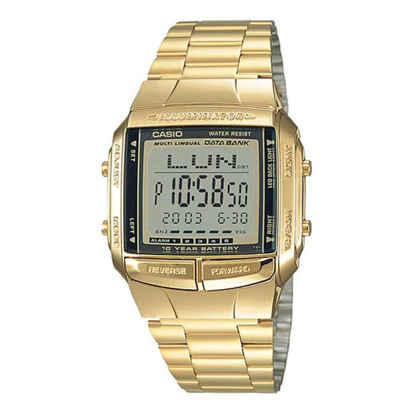 DB-360G Reloj Casio Data Bank Unisex Correa Acero Dorado - Reloj original en Guatemala