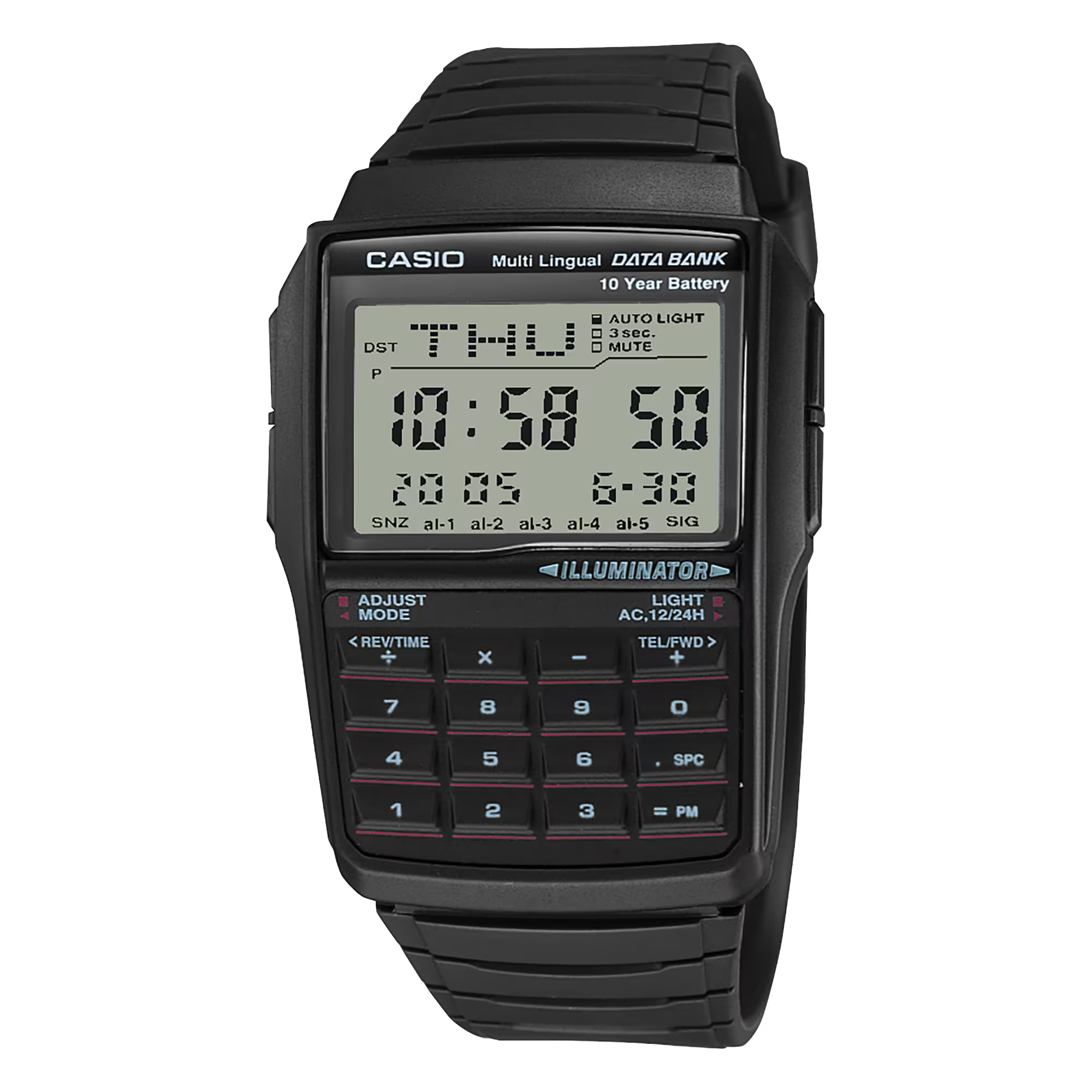 DBC-32-1A Reloj Casio para Caballero, Illuminator Data Bank 10 Años de Batería
