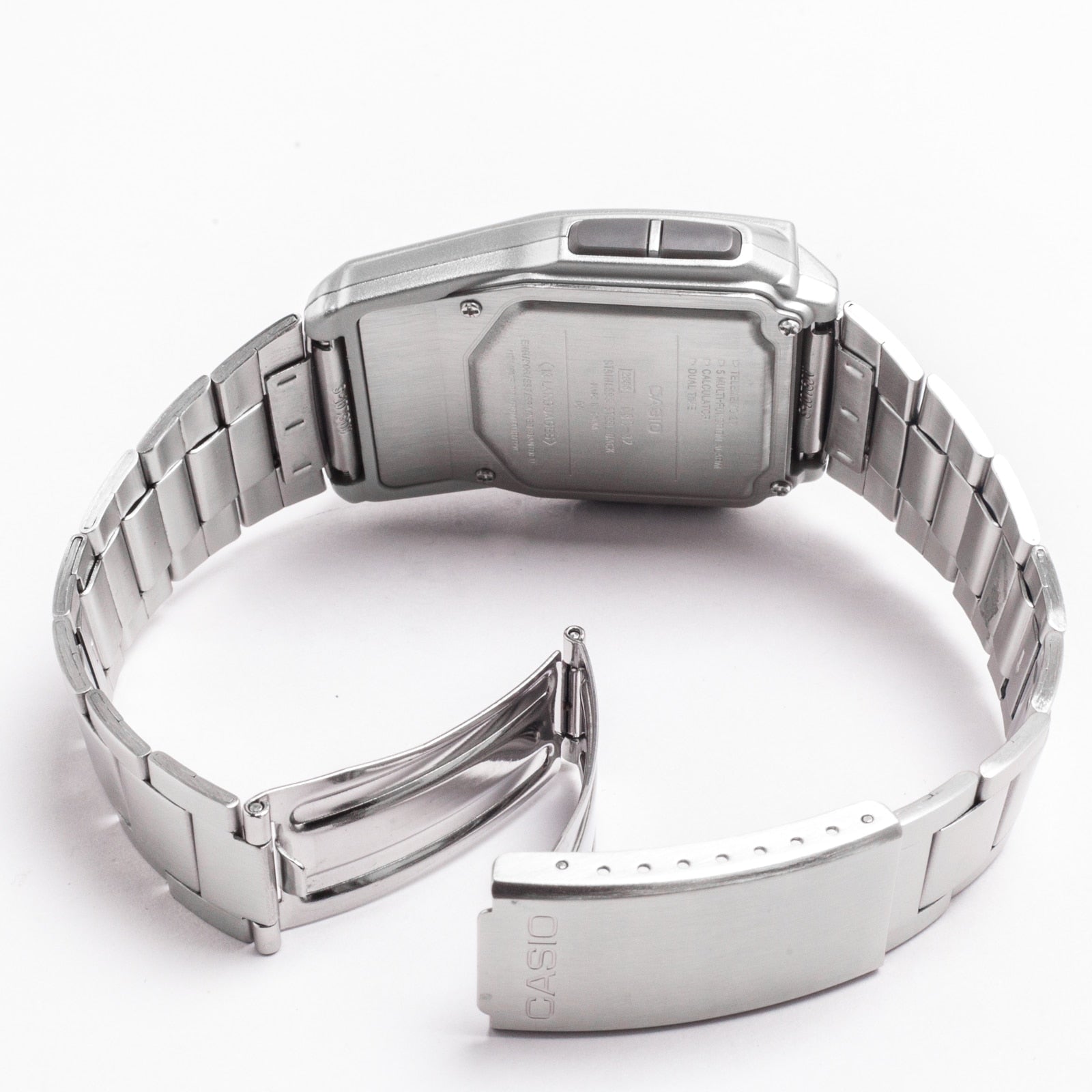 32D Reloj Casio Data Bank Hombre Correa de Acero - Vista trasera