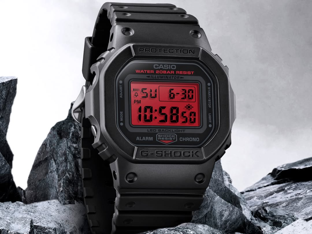 DW-5600BBR-1 Reloj G-Shock Unisex pulsera de caucho - Resina Negro