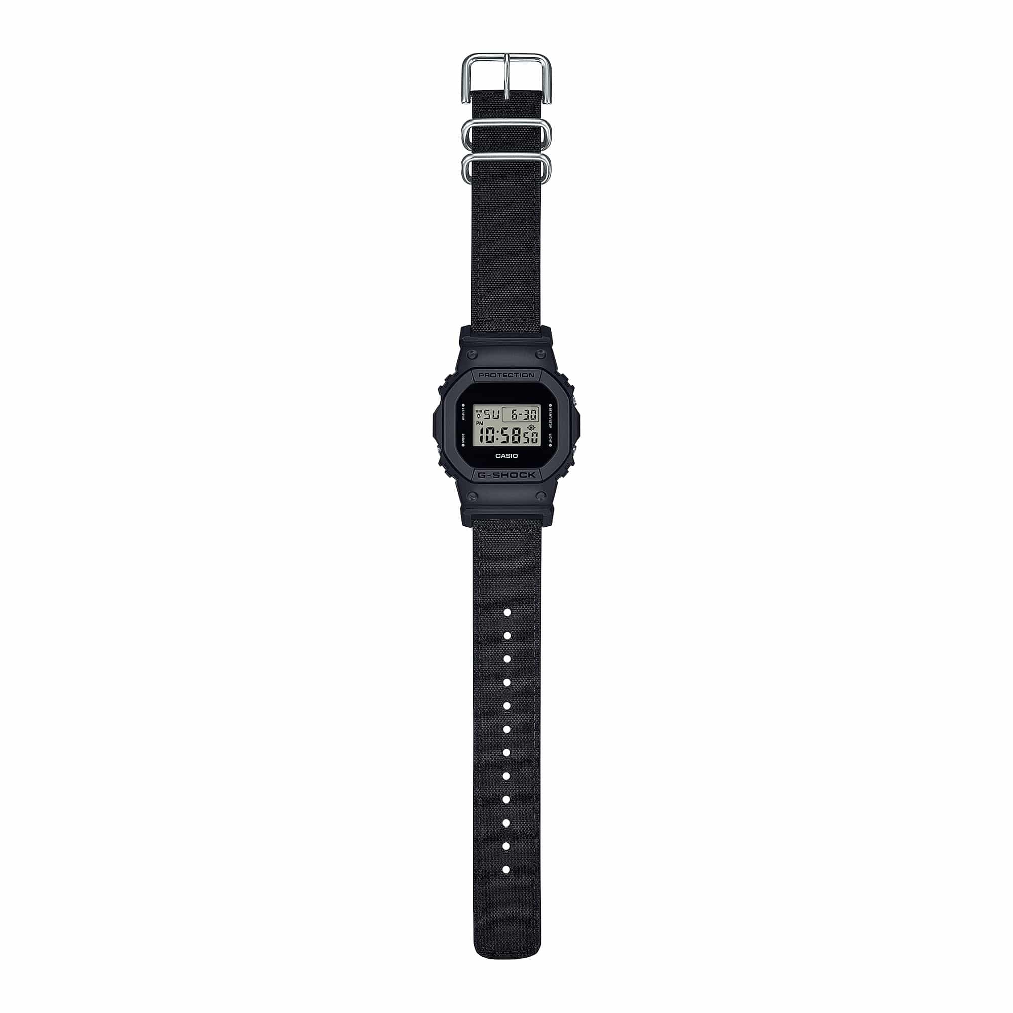 DW-5600BCE Reloj G-Shock Digital Hombre Pulsera Tela Negra - Detalle de esfera