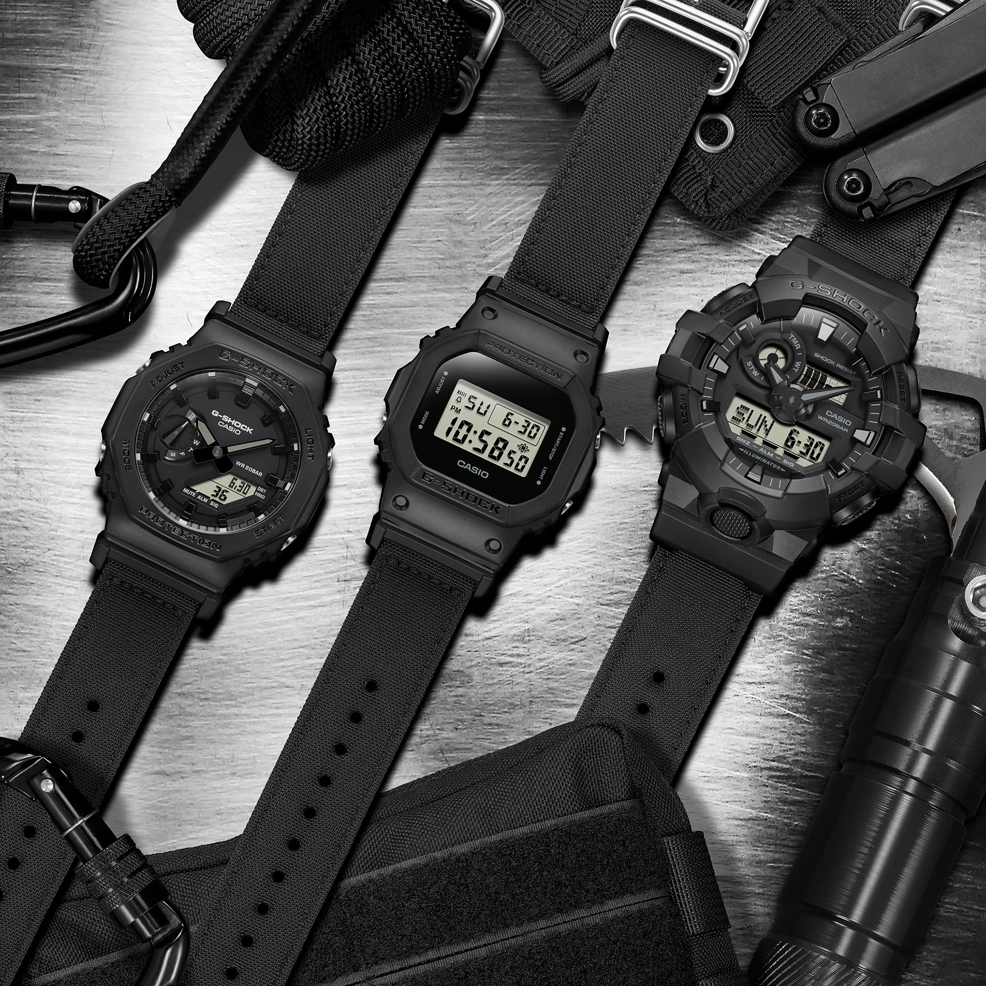 DW-5600BCE Reloj G-Shock Digital Hombre Pulsera Tela Negra - Vista lateral